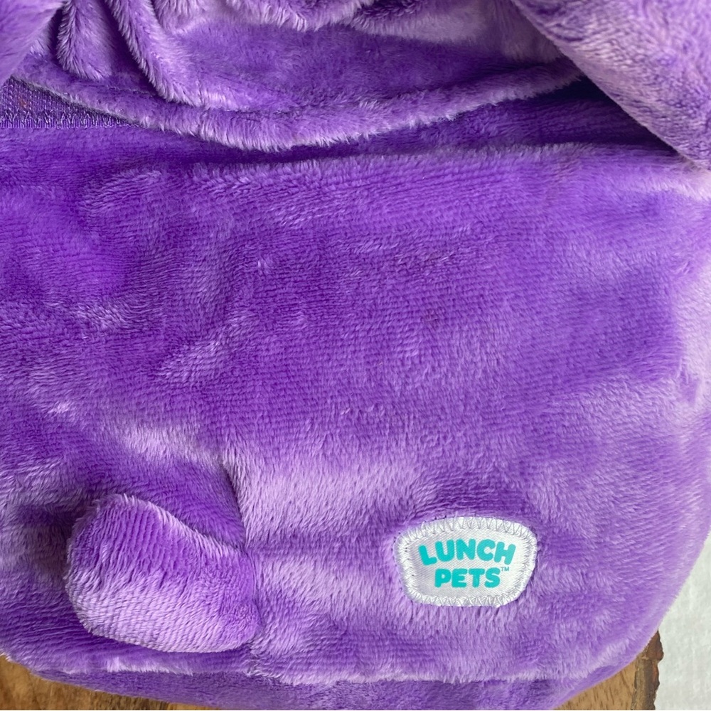 Lunch Pets Snackycat Insulated Plush Lunch Bag Purple Furry Zero Waste Snacks - Picture 2 of 6